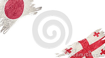 Flags of Japan andÂ Georgia on White Background Stock Photo